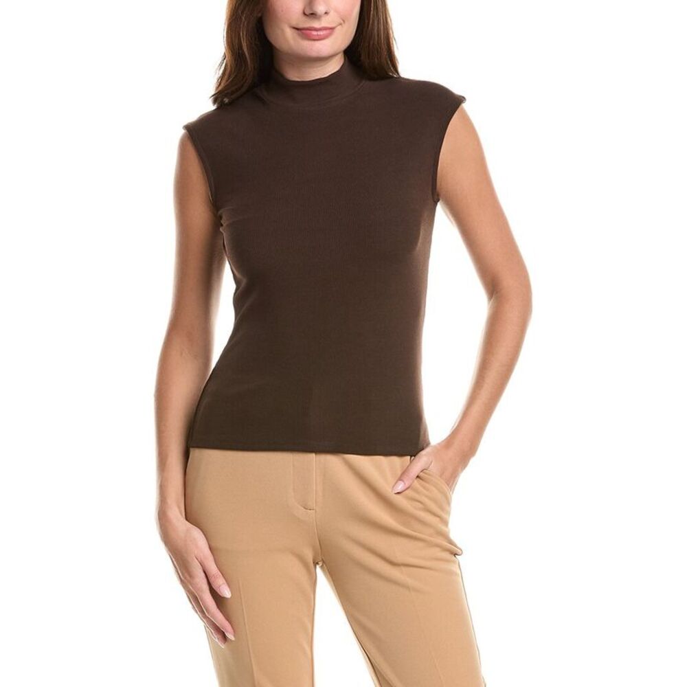 T Tahari Womens  Fitted Mock Neck Tank, Brown